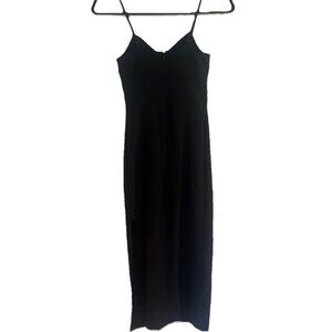 Abercrombie&Fitch Slip Midi Dress Black Sz M Side Slit Zipper Keyhole Tie Front